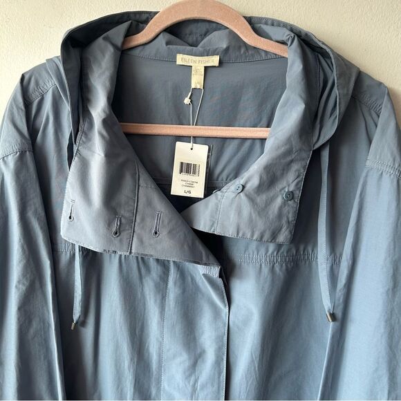 NWT EILEEN FISHER Hooded lightweight Jacket in Chambray Blue - Picture 2 of 12